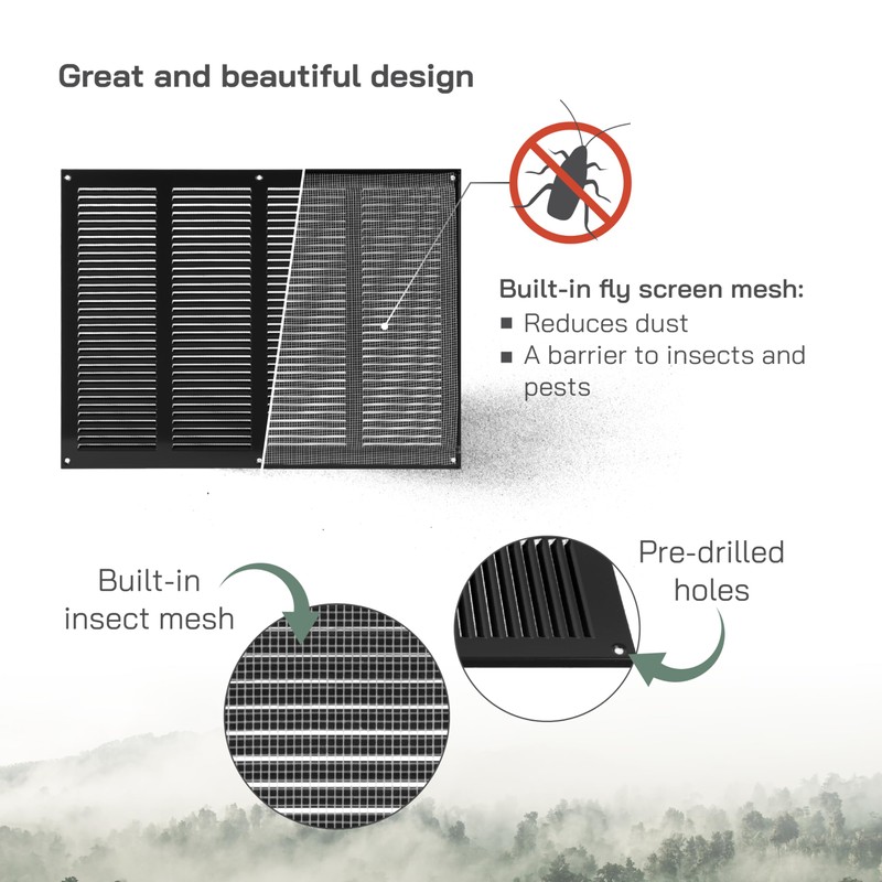Vent Systems 16'' x 12'' Inch (Overall Dimensions) - Black