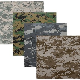 ARMYU Bandanas Head Scarf Soft Cotton Bandanna Face Neck Cover Headwraps 22" x 22", 4 Pack (Digital Camouflage)