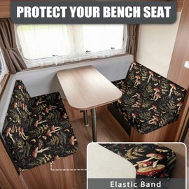 Knextrepoy Mushroom Print RV Dinette Cushion Covers RV Stretch Sofa Seat Slipcovers Camper Cushion Slipcover 1 PCS Bench Cover and 1 PCS Backrest Cover Camper Must Have Accessories