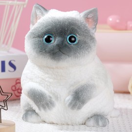 Cute Cat DIY Squeeze Toy, Hyperreal Kawaii Cat Simulation Lovely Toy Squeeze Autism Toy Squishy Stress Relidf Toy, Silicone Pinch Aoft Decompression Stress Toy Gift (A Siamese Cat)