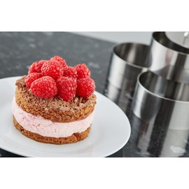 Uncle Jack Professional Stainless Steel Food Tower Presentation Cooking Rings with Food Press-Round Forms(Set of 2)