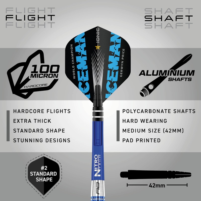 RED DRAGON Gerwyn Price Tungsten Steel Darts Set with Flights