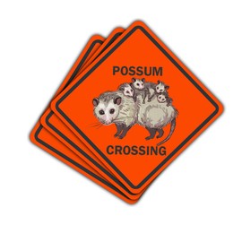 (3 Pcs) Pirate Possum Crossing Funny Metal Novelty Sign, Durable Aluminum Sticker for Car, Laptop, Bumper, and More - 3 inch