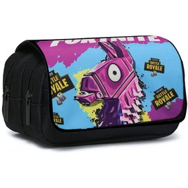 Doyomtoy Game Theme Double Zip Canvas Pencil Case, Large Capacity Stationery Pouch Pens Case Pencil Case Girls Teenagers for School and Office Wear, purple, Game theme