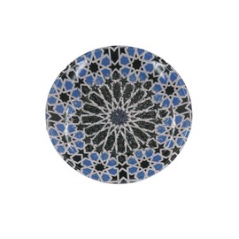 Kaladia Ceramic Grating Plate/Ceramic Slicer - Ideal for Ginger, Parmesan etc. - with Black & Blue Stars - Diameter: 12 cm - Handmade & Hand Painted - Made in Spain