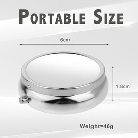 Portable Small Pill Box & Tablet Organiser – Waterproof Metal Pill Case for Daily Medication, Travel, Home, Work & Camping, Silver Round Mini Pill Box Container, Daily Medication Holder