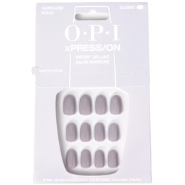 OPI xPRESS/ON Taupe-less Beach | Gray Neutral Short Round Press On Nails | With Nail Glue | Long Lasting, Reusable, Non-damaging