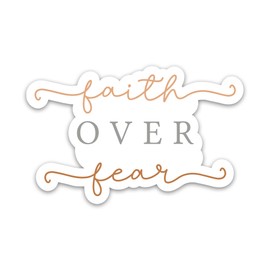 ZURRAM Faith Over Fear Christian Sticker, Vinyl Waterproof Jesus Quotes Sticker, Bibler Verse Scripture Religious Stickers Decals for Laptop Water Bottle Journaling