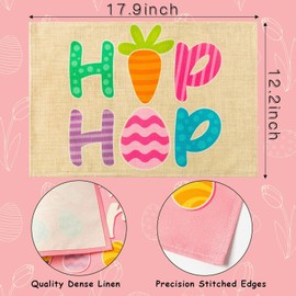 Haooryx 6Pcs Happy Easter Peeps Placemats Table Decoration Cute Truck Hip Hop Bunny Table Mats Easter Egg Rabbit Washable Place Mat Easter Spring Holiday Farmhouse Gathering Party Table Decor Supplies