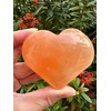 GAF TREASURES Orange Selenite Gemstone Hearts, Polished Orange Selenite Puffy
