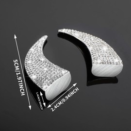 WINKA Bling Devil Bull Horn 3D Interior Diamond Sparkly Decoration Stickers for Car Dashboard, Truck, Motorcycle - Cute Accessories for Women, Rhinestone Diamond Decorations (White)