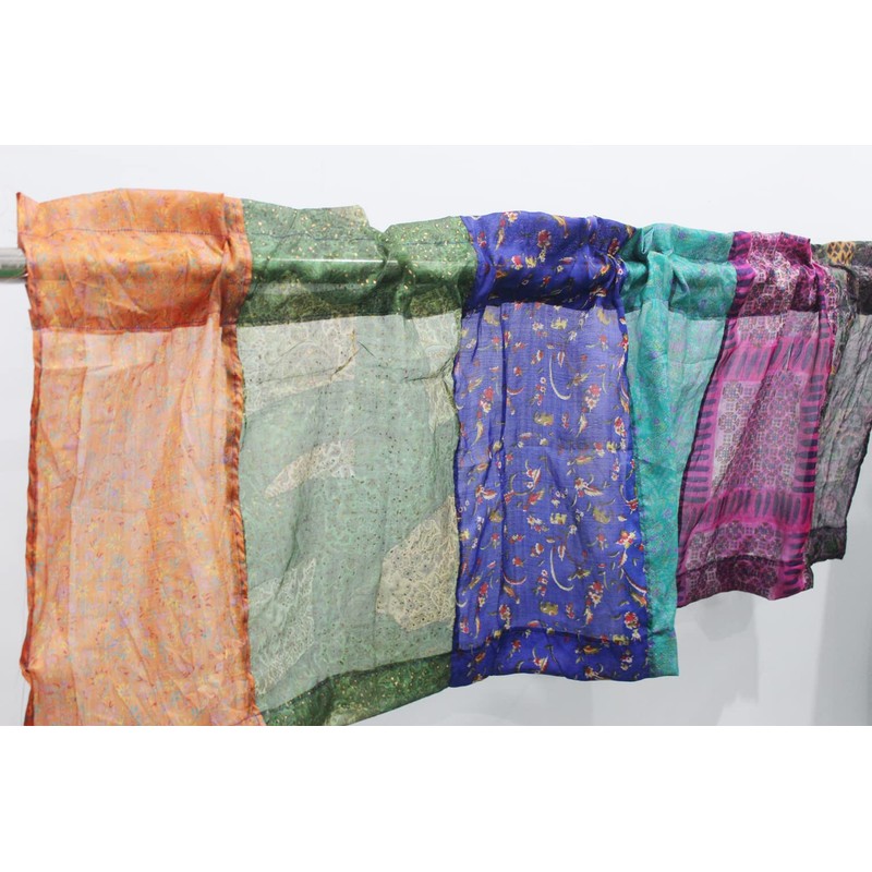 Mango Gifts Recycled Silk Sari Window Curtain Valance, Multicolour Floral