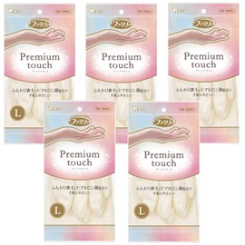 Family [Bulk Purchase] Premium Touch Household Gloves, Hyaluronic Acid, Vinyl Gloves, L Size, Pearl White x 5, Kitchen Dishwashing/Cleaning/Washing