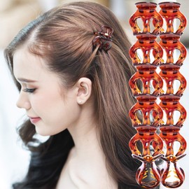 RC ROCHE ORNAMENT 12 piezas de pinzas de pelo de calabaza para mujer, agarre antideslizante, plástico fuerte, duradero, agarre cómodo, calidad premium, accesorio de belleza para niñas, pequeño marrón
