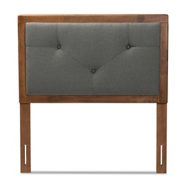 Baxton Studio Abner Modern and Contemporary Transitional Dark Grey Fabric Upholstered and Walnut Brown Finished Wood Twin Size Headboard