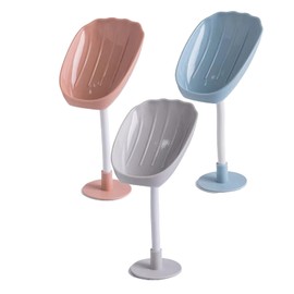 dancepandas Pack of 3 Soap Dish with Drain Soap Holder Soap Holder No Drilling Required Bathroom Soap Holder Can Be Wall Mounted Bendable (Pink, Blue, Grey)