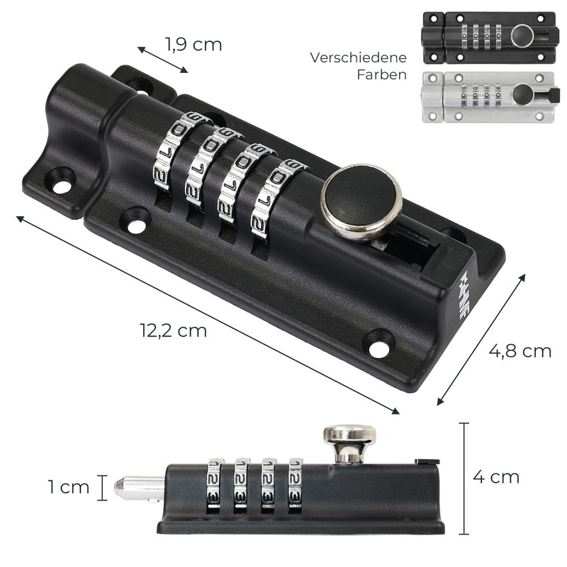 HMF Deadbolt 3591-02, Door Bolt with 4 Digit Combination Code