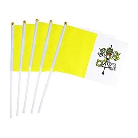 5 Pack Vatican Mini HandHeld Stick Flag,Suitable For Various Holiday Parties,And National Flag Day.
