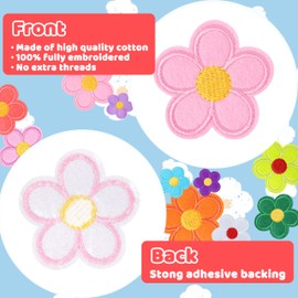 NICEVINYL NICEVINYL Cute Flower Iron on Embroidered Patches: 60pcs Floral Iron on Patches Repair Sew on Embroidery Applique Patch for Clothing