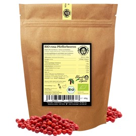 UNCLE SPICE® Organic Pink Pepper Berries - 60 g Whole Pink Pepper, Red Shinusberries in Premium Quality - Pink Berries, Red Pepper Whole - Mild Spicy, Slightly Sweet & Fruity - DE-ÖKO-005