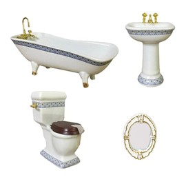 predolo Dollhouse Miniature Ceramic Bathroom Set Accessories 1:12 Model Including