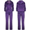 LeeHanTon Womens Jogging Suits Warm Up Velour Outfit Sets Zipper