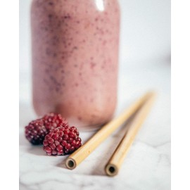 WAKEcup Reusable Bamboo Straws | Pack of 8 Biodegradable, Environmentally Friendly Drinking Straws | Sustainable, Durable Straw