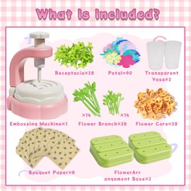 Fabric Flower Bouquet Toys for Girls Ages 4-12, DIY Arts & Crafts Kit with Colorful Fabric Flowers, Creative Educational Gift for Toddlers, Build Your Own Floral Arrangements for Birthday, Holiday Fun