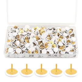 400 PCS White Drawing Pins Kit Round Head Thumbtacks Metal Push Pins Drawing Pins for Notice Board Decorative Thumb Tacks for Pinboard Bulletin Board Map Photo Wall