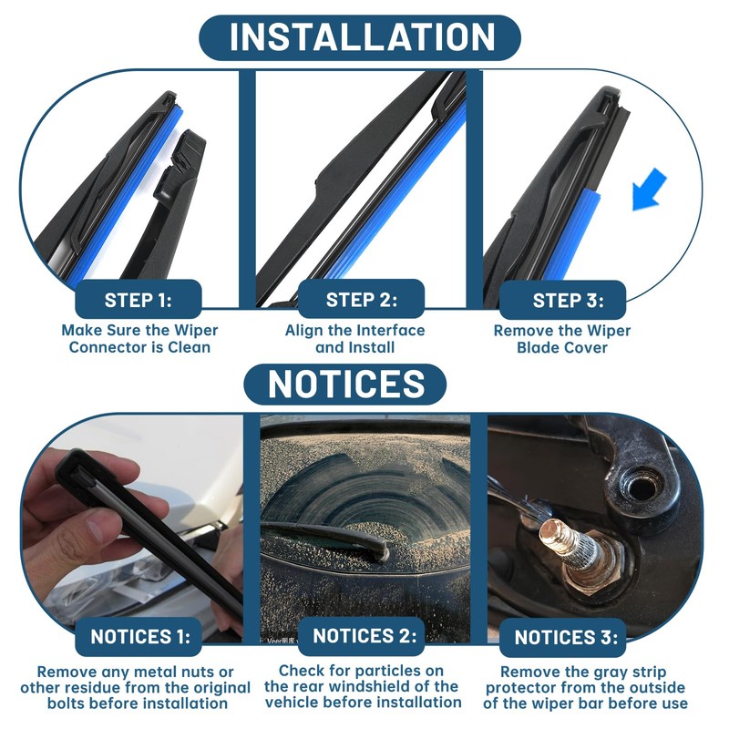 YOKKIP Back Windshield Wiper - Replacement for 2007-2016 Jeep Wrangler