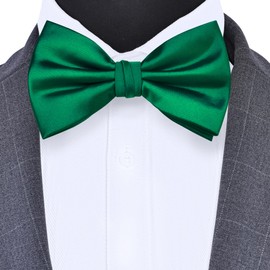 Branduce Green Bow Tie for Men Adjustable Pre-tied Silk Blend Bowties for Wedding Business Party (BB09-10)