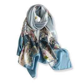 PoeticEHome 100% Mulberry Silk Scarf 170 x 53 cm - Silk Scarf Women's Long Scarf for Head and Neck | Gift Packaging, L3 - Enchanted Garden Corner