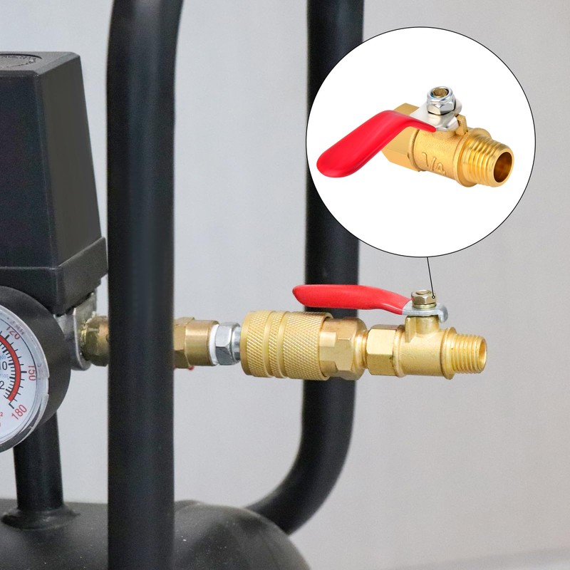 GASHER 10PCS 1/4 Inch Brass Mini Ball Valve Shut Off