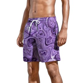 METRONS Mens Swim Trunks Men's Casual Novelty Swimwear Shorts Beachwear Board Shorts with Pocket Drawstring,Purple,X-Large