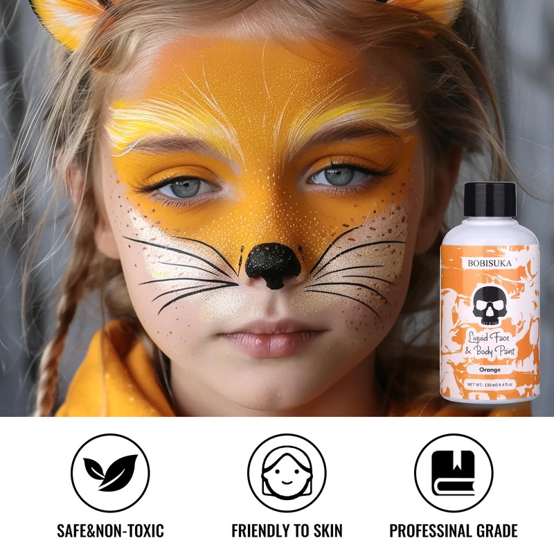 BOBISUKA Orange Liquid Texture Face and Body Paint Washable