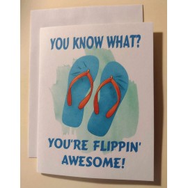 Days of Jeremiah Greetings Summer Flip Flops Greeting Card, 4.25" x 5.5", A2 Size, Blank Inside