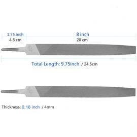 Axe File Sharpener Set 2PCS 8inch, SKZIRI Flat Metal Axe File Rectangular Cut Mill Smooth Cut File Carded Hardened Steel File for Metal Axe Sharpening,Sharpening Dull, Blunt Edges Gray