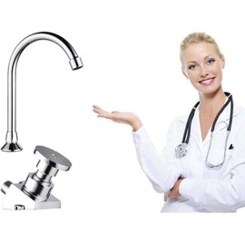 Full Set Hands-Free Foot Pedal Faucet Touchless Floor Mount Foot Control Faucet Single Cold Pedal Switch Valve Foot-Operated Mixer Tap for Bathroom Kitchen