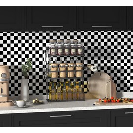 Modern Peel and Stick Wallpaper Black and White Mosaic Checkered Contact Paper 17.7"x78.8" Self Adhesive Lattice Wallpaper Removable Decorative Wallpapers for Bedroom Countertops Cabinet Vinyl Roll