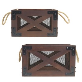 Mikasa Natural Finish Wooden Storage Crates, Natural, Set of 2, 15 and 18 Inch