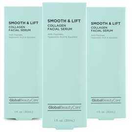 Global Beauty Care Smooth & Lift Collagen Facial Serum – Peptides, Hyaluronic Acid, 3-Pack (3x 1 fl oz)