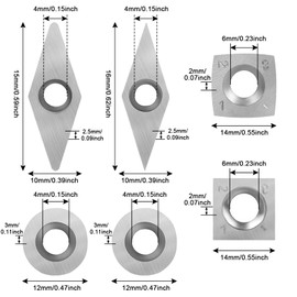 6 Pieces Carbide Router Bit Set Sturdy Carbide Wood Lathe Bits Carbide Replacement Cutter Square Round Diamond Wood Carbide Inserts for Wood Lathe Turning Tool