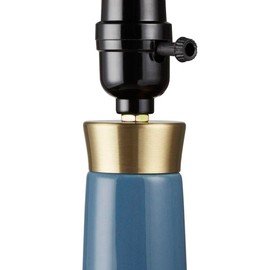 ZJMTOCYU Elegant Ceramic Table Lamp for Living Room or Bedroom Lighting, Teardrop Design with Cream Shade & Blue Base, Included Bulb