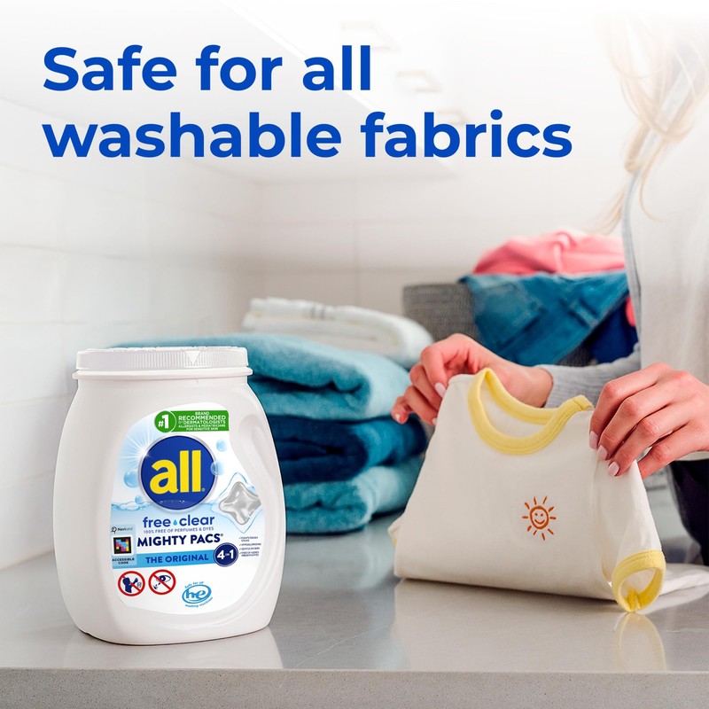 All Mighty Pacs Laundry Detergent, Free Clear for Sensitive Skin,