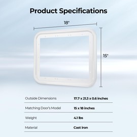 FOGATTI RV Water Heater Door Trim Ring - 15″*18″, White