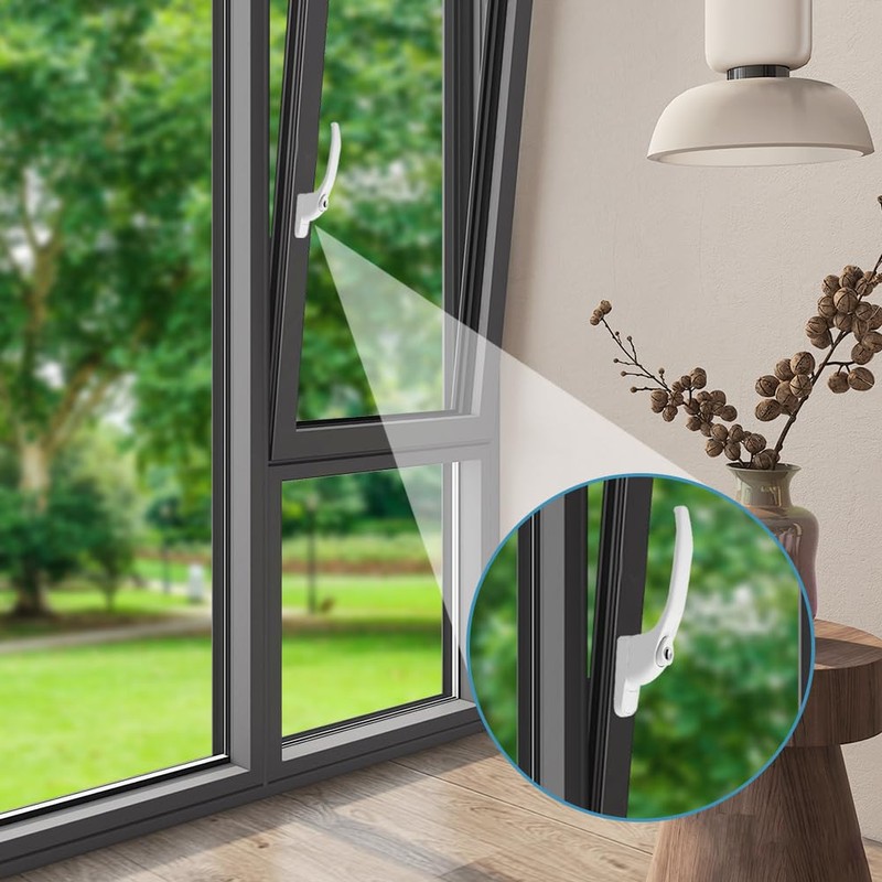 Munsesi Universal Inline Window Handle, Lockable, Ambidextrous, Multi-Spindle, White with