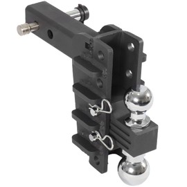 Adjustable Trailer Hitch - Drop Hitch, Fits 2.0-Inch Receiver, 8-Inch Drop/Rise,2" & 2-5/16" Ball Hitches for Trucks, 22,000 LBS GTW, Solid Ball Mount, Black