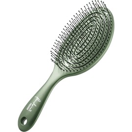 Kinugawa Company A8200GR Hair Brush 3D Detangle Cushion Scalp Massage Brush Spiral Green Regular