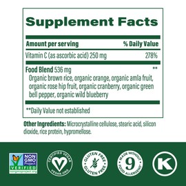 MegaFood MegaFood Complex C - Vegan Immune Support Supplement with Vitamin C 250 mg, Made with Real Food Including Orange, Cranberry & Brown Rice, Gluten-Free, Kosher - 90 Tablets, 90 Servings