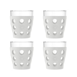 Lifefactory 10-Ounce Beverage Glasses with Protective Silicone Sleeves, 4-Pack, Stone Gray